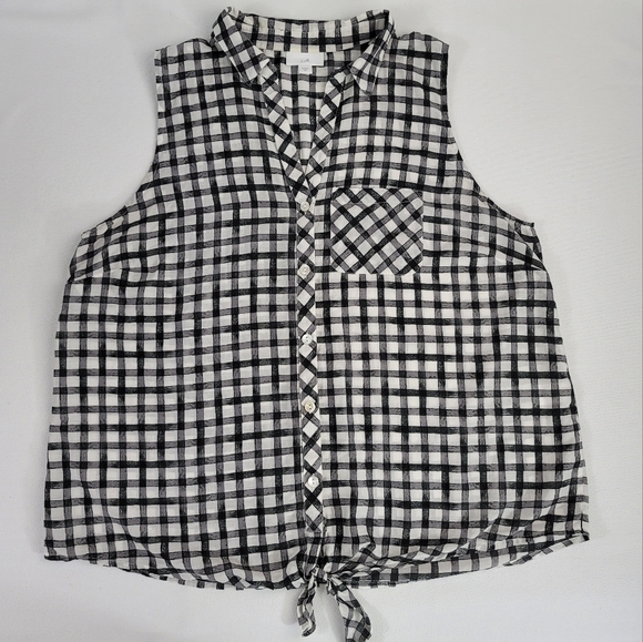 J Jill Silk Blend Button Front Sleeveless Front Tie Top Sz M - Picture 11 of 11